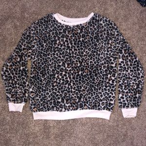 Fuzzy Leopard Print Sweater